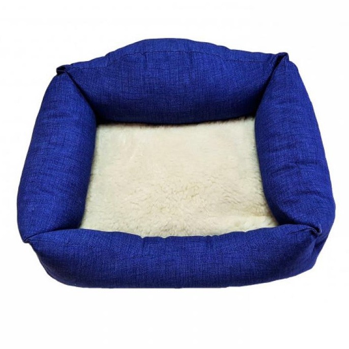 Siesta cama azul cojin borreguito 55 cm